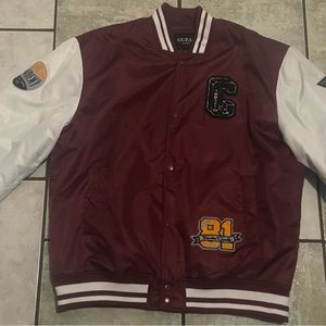 Maroon Varsity Jacket with Yellow Patch